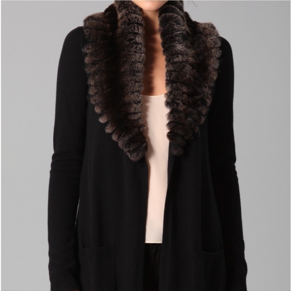 LIKE NEW Theory Cashmere & Rabbit Fur Cardigan Sweater